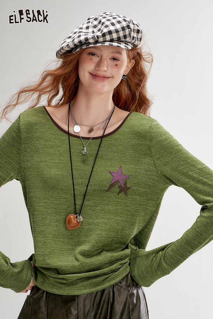 Striped Star Ringer Long Sleeve T-Shirt