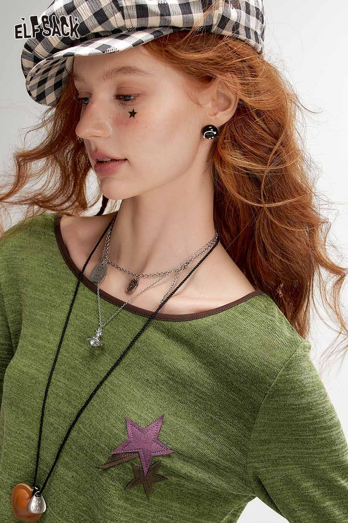 Striped Star Ringer Long Sleeve T-Shirt