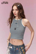 ELFSACK Sweet Cool Minimalist Logo Embroidered Fitted Tank Top