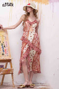 ELFSACK Sweet Sleeveless Maxi Dress with Gingham Ruffle Hem