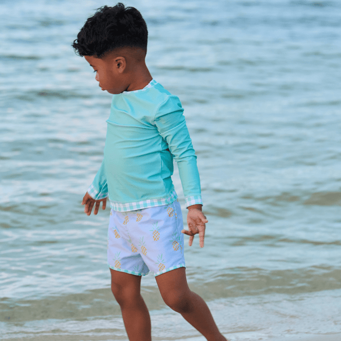 Swim Shorts - Blue Pineapples - Sugar Bee Clothing