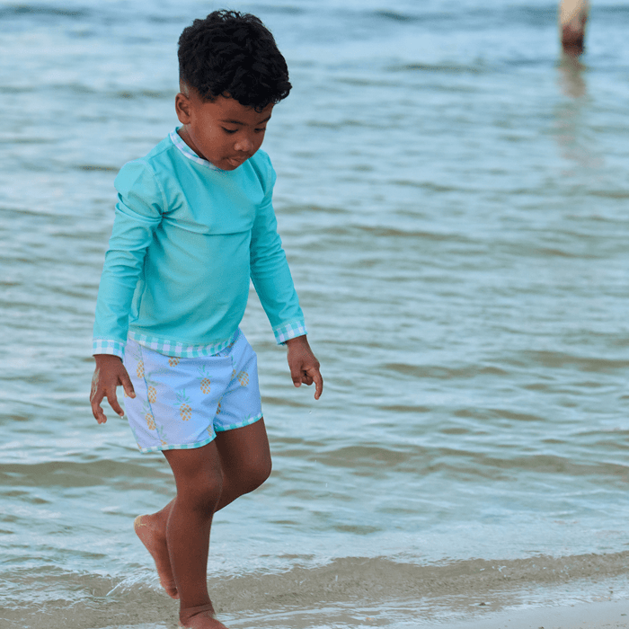 Swim Shorts - Blue Pineapples - Sugar Bee Clothing