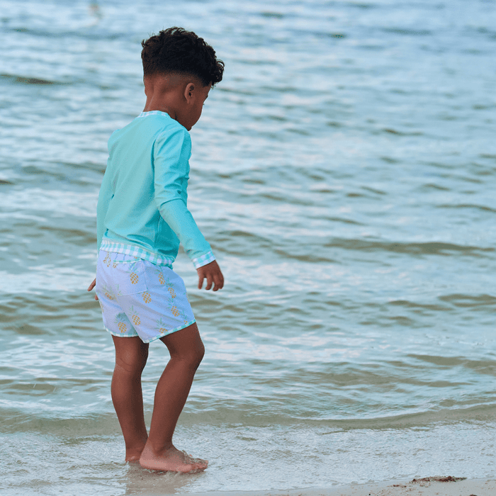 Swim Shorts - Blue Pineapples - Sugar Bee Clothing