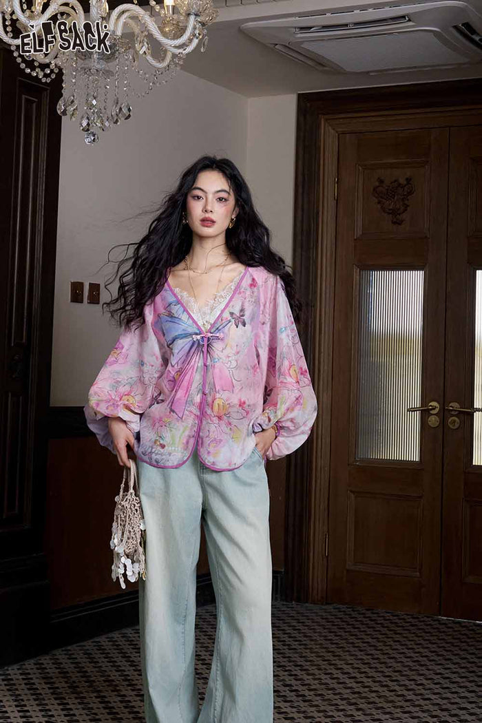 ELFSACK Tencel Denim Wide Leg Pants