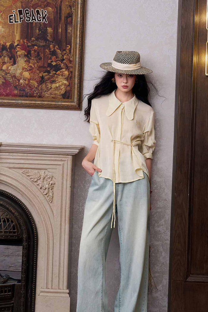 ELFSACK Tencel Denim Wide Leg Pants