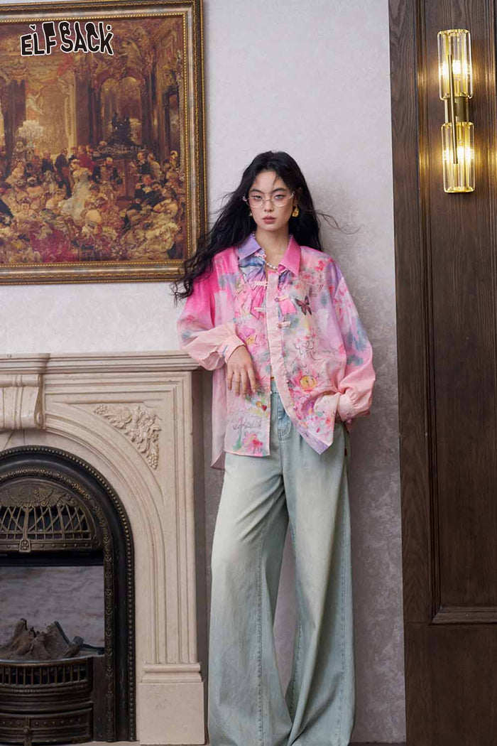 ELFSACK Tencel Denim Wide Leg Pants