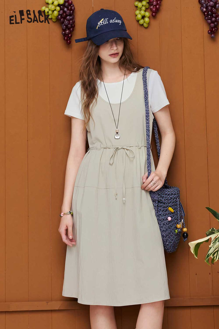 ELFSACK Two-Piece Drawstring Waist Suspender Dress