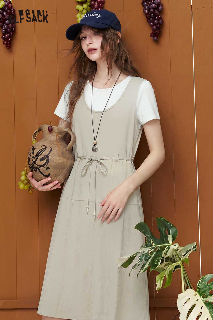 ELFSACK Two-Piece Drawstring Waist Suspender Dress