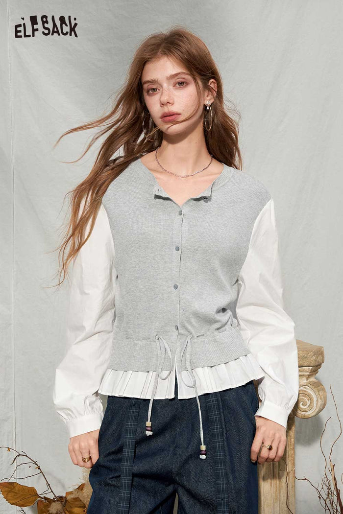 Two Piece Long Sleeve Knit Cardigan