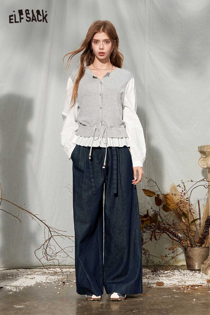 Two Piece Long Sleeve Knit Cardigan