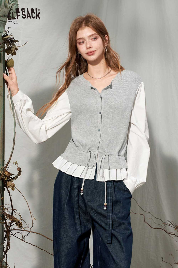 Two Piece Long Sleeve Knit Cardigan