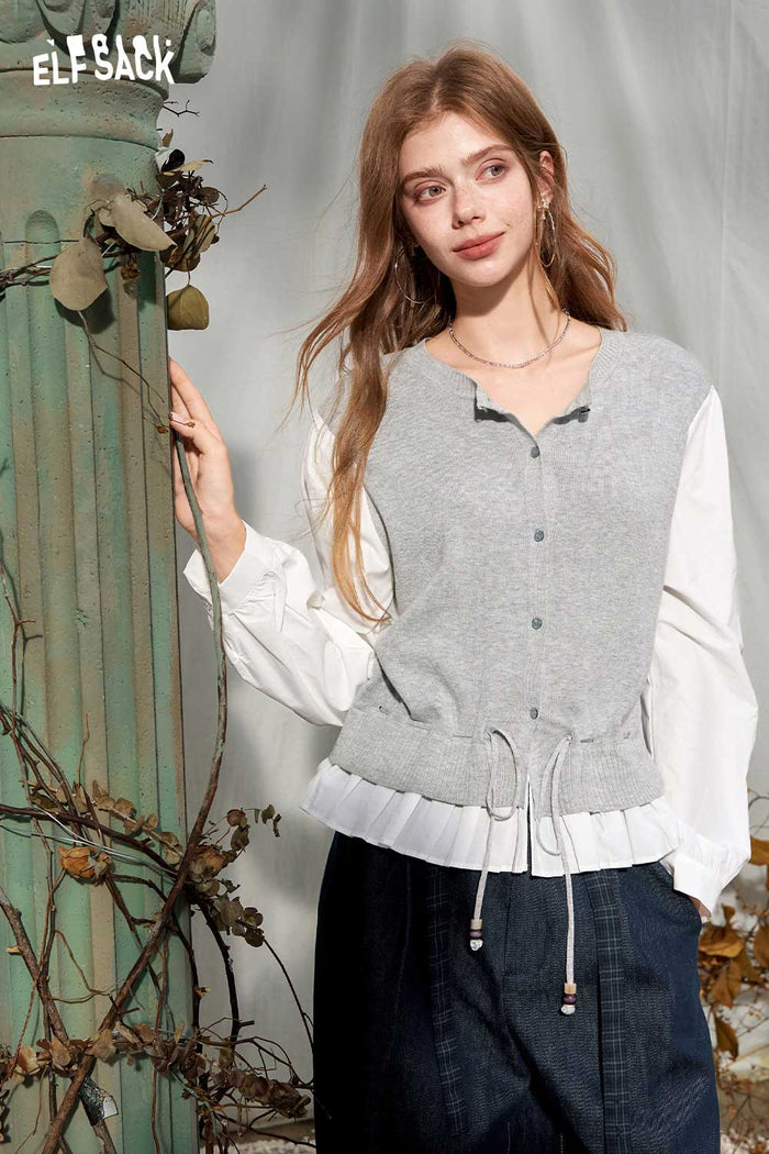 Two Piece Long Sleeve Knit Cardigan