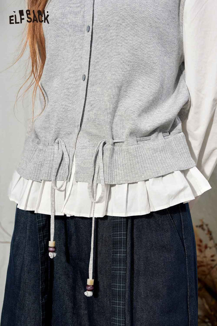 Two Piece Long Sleeve Knit Cardigan