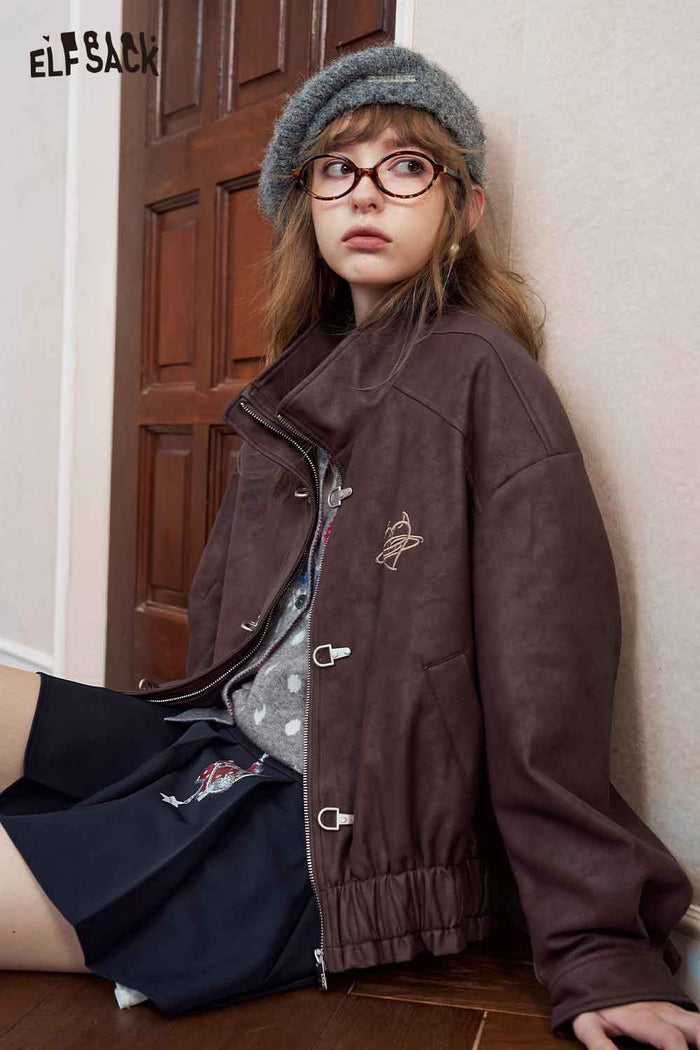 Vintage Bomber Jacket with Embroidery