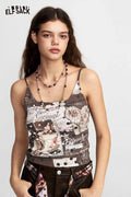 Vintage Collage Print Cropped Cami