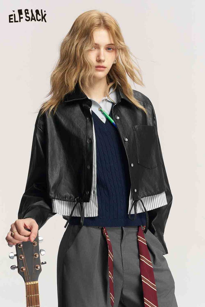 Vintage Crop Leather Jacket