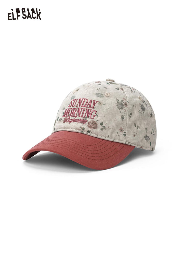 ELFSACK Vintage Floral Sunday Morning Embroidered Washed Cotton Cap