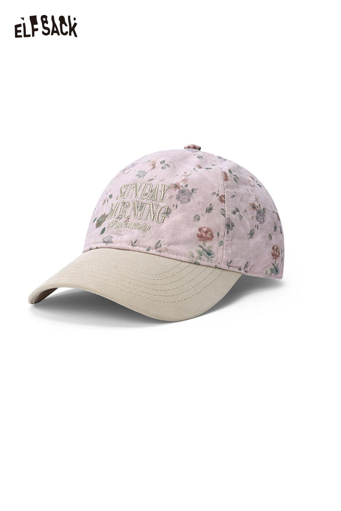 ELFSACK Vintage Floral Sunday Morning Embroidered Washed Cotton Cap