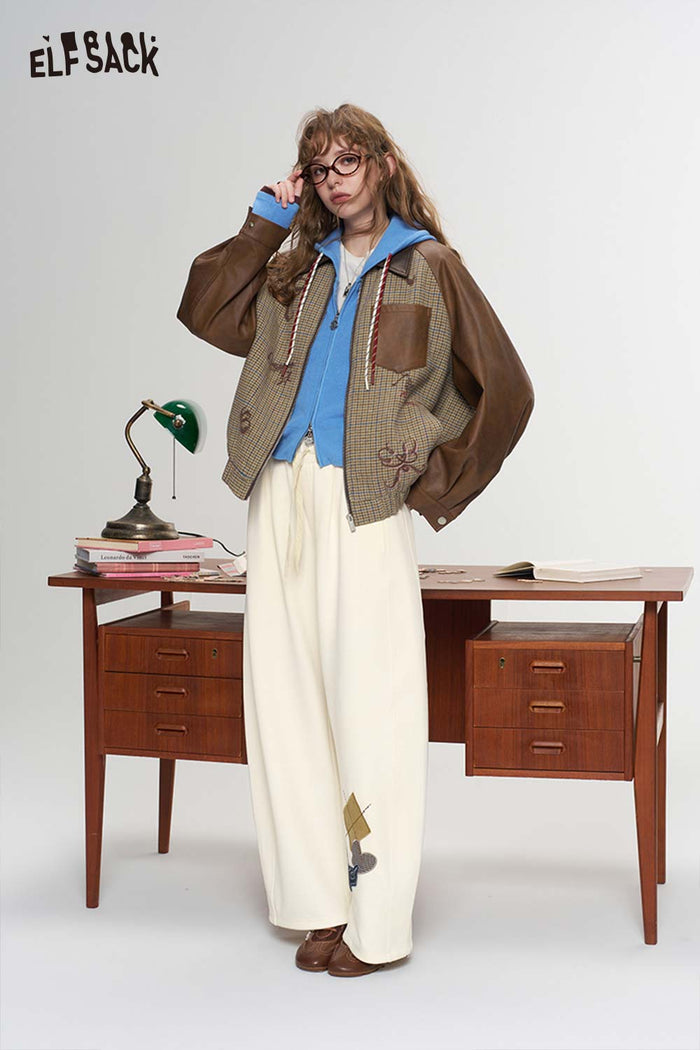Vintage Loose Short Gingham Patchwork Jacket