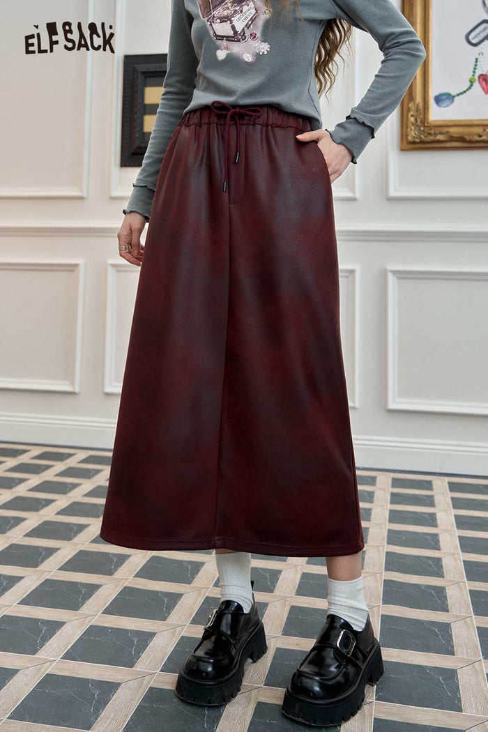 ELFSACK Vintage Mallard Gradient Suede Skirt