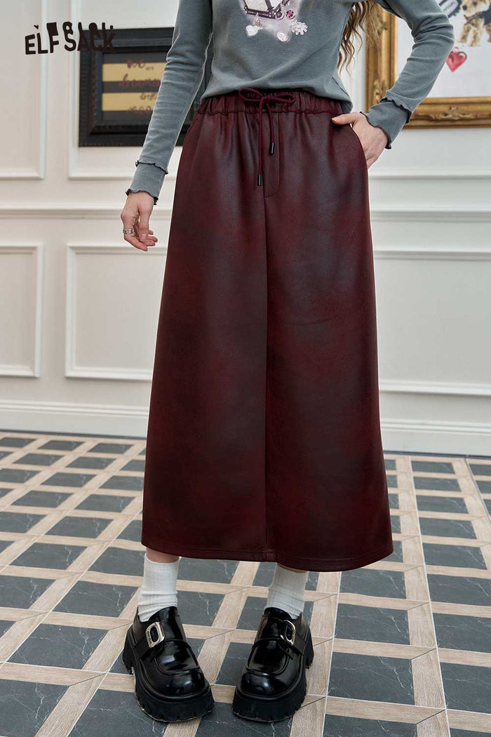 ELFSACK Vintage Mallard Gradient Suede Skirt