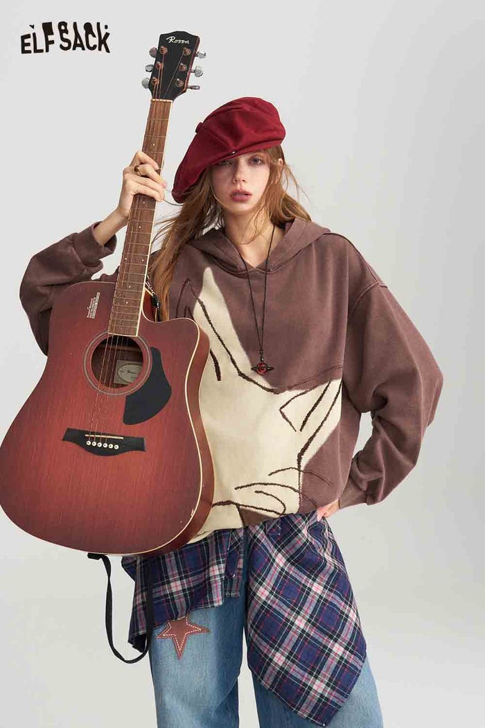 Vintage Oversized Fox Graphic Hoodie