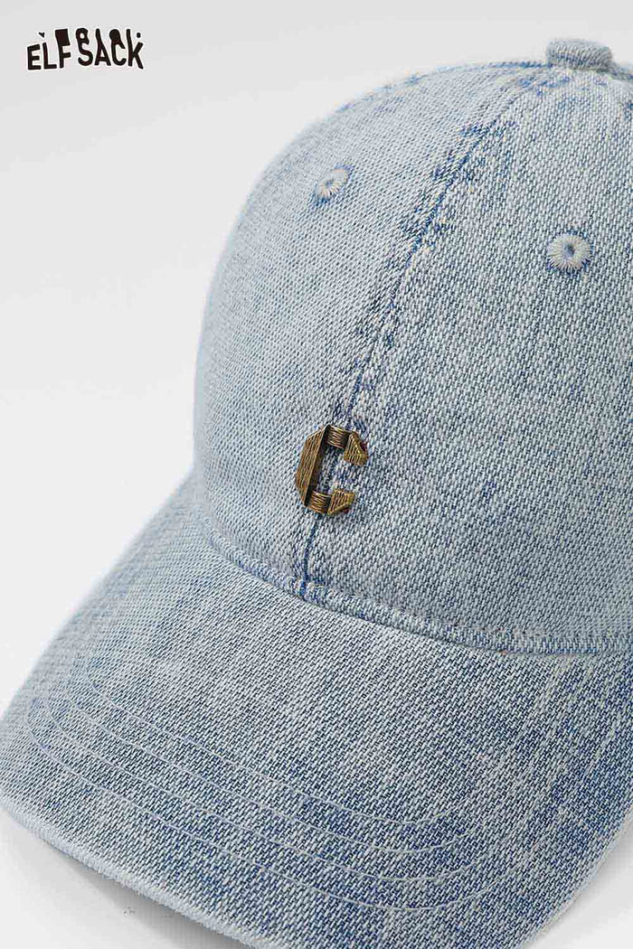 ELFSACK Washed Cotton Embroidered Detail Baseball Cap