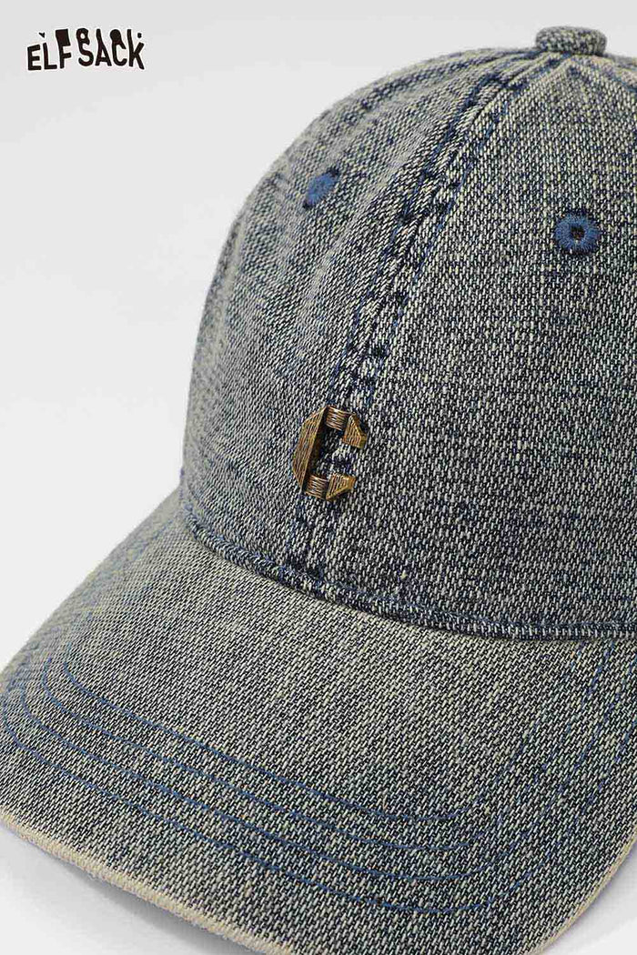 ELFSACK Washed Cotton Embroidered Detail Baseball Cap