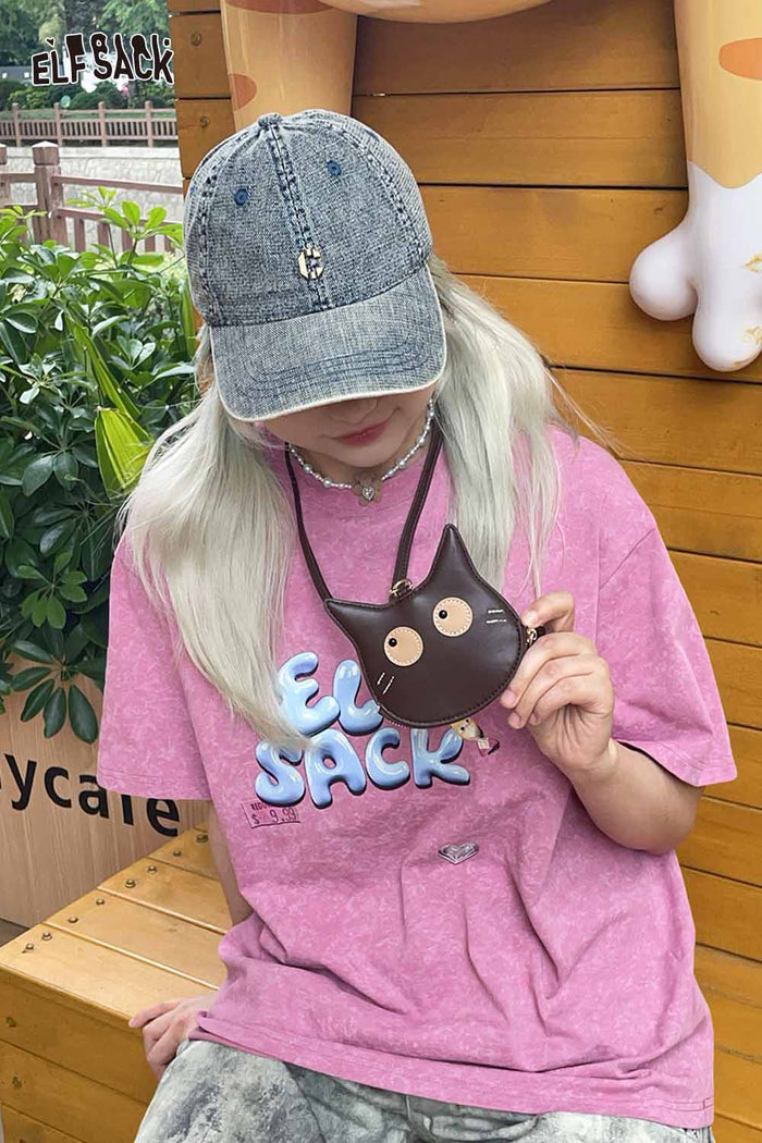 ELFSACK Washed Cotton Embroidered Detail Baseball Cap