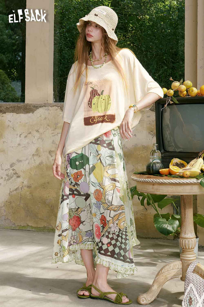 ELFSACK Watercolor Pumpkin Print Heather Tee