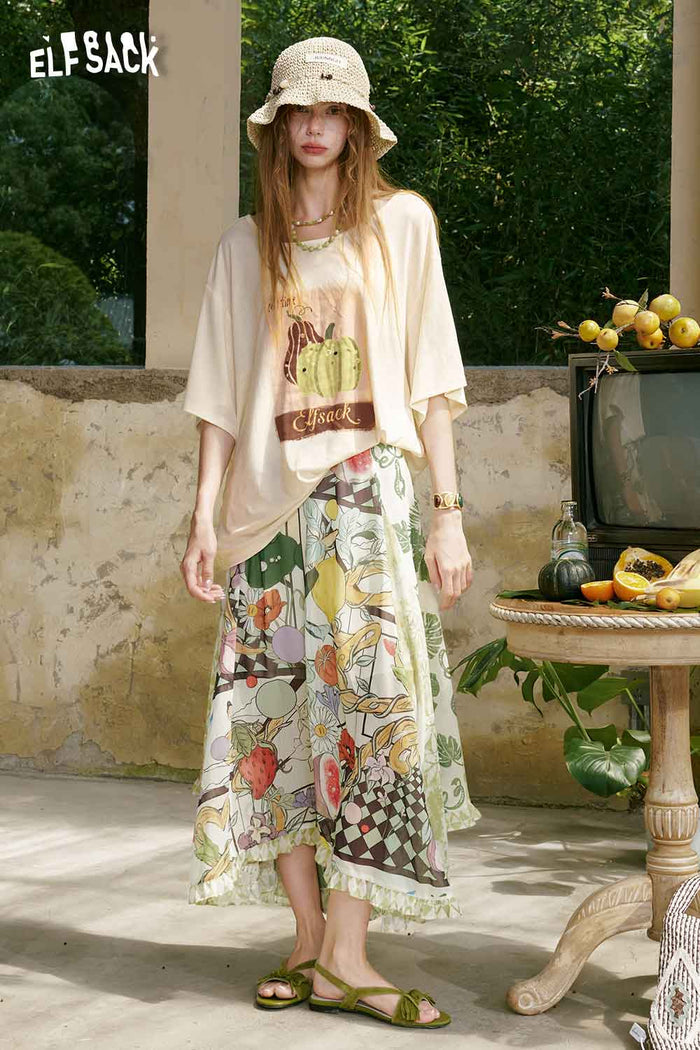 ELFSACK Watercolor Pumpkin Print Heather Tee