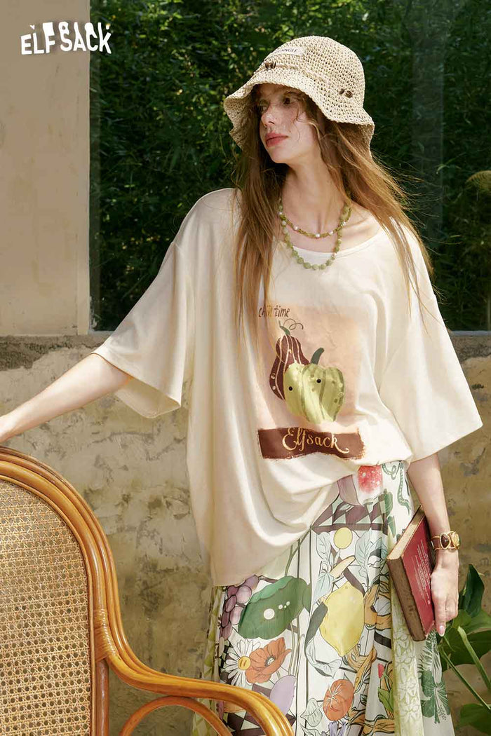 ELFSACK Watercolor Pumpkin Print Heather Tee