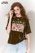 ELFSACK Whimsical Flying Horse Cloud Pattern Print Short Sleeve T-Shirt