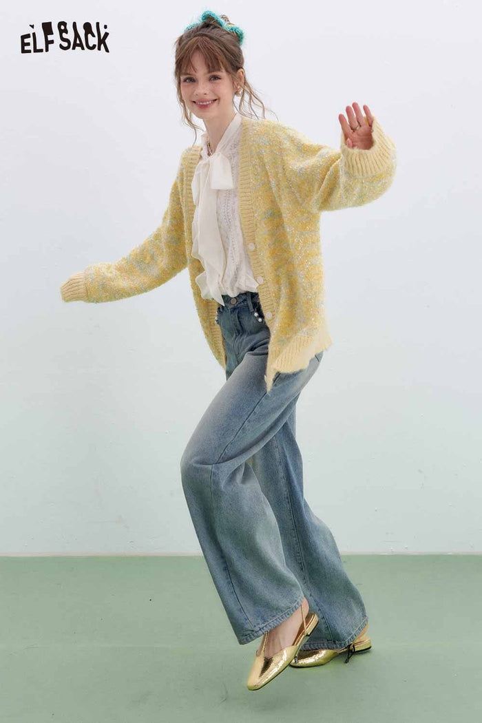 ELFSACK White Bow Ruffle Lace Blouse