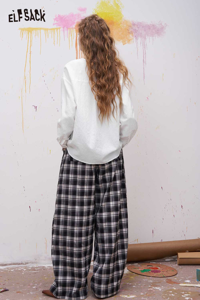ELFSACK White Textured Shirt with Leopard Print Tie