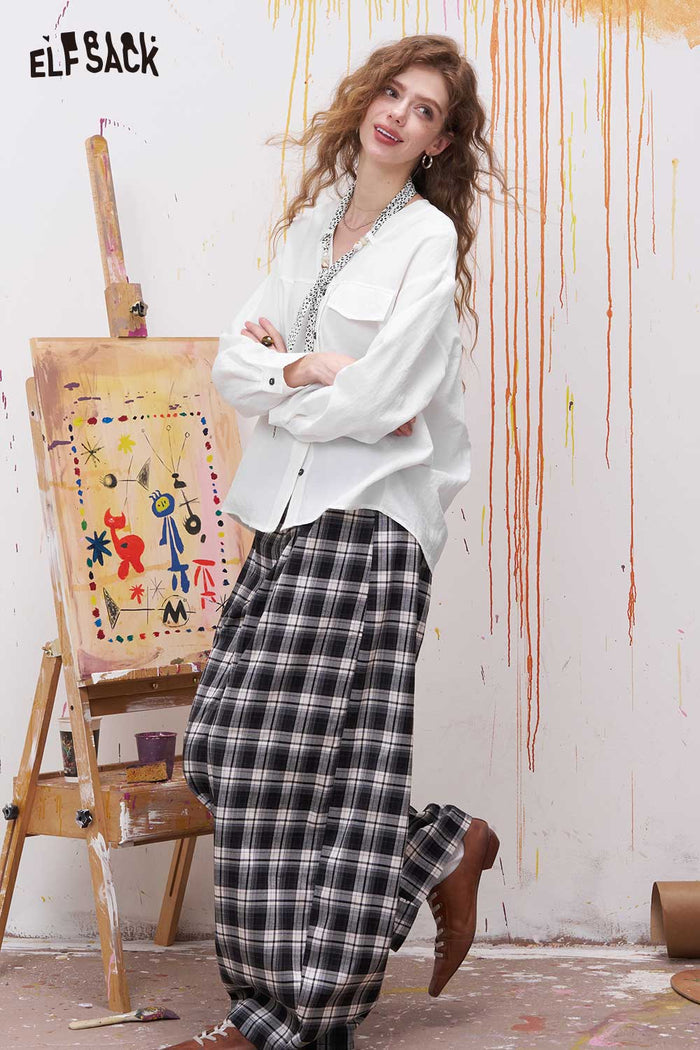 ELFSACK White Textured Shirt with Leopard Print Tie