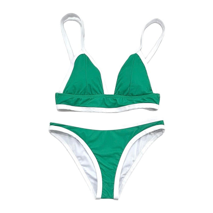 Woman's Bikini - Green Color Block - Sugar Bee Clothing