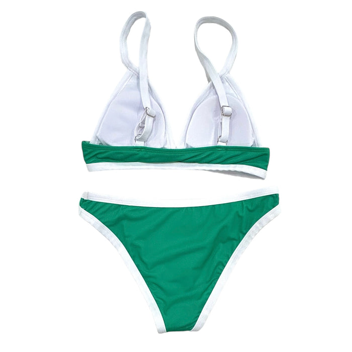 Woman's Bikini - Green Color Block - Sugar Bee Clothing