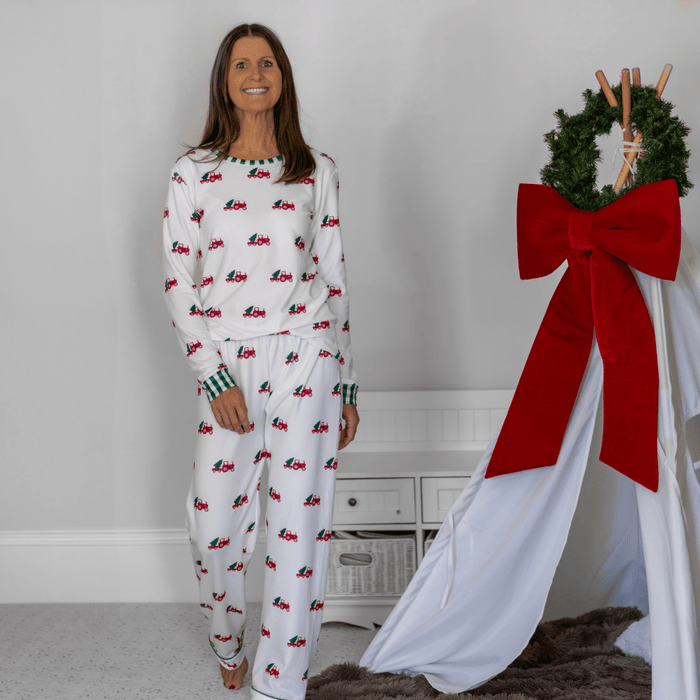 Women Lounge Set - Christmas Tractor Holiday Lounge - Sugar Bee Clothing