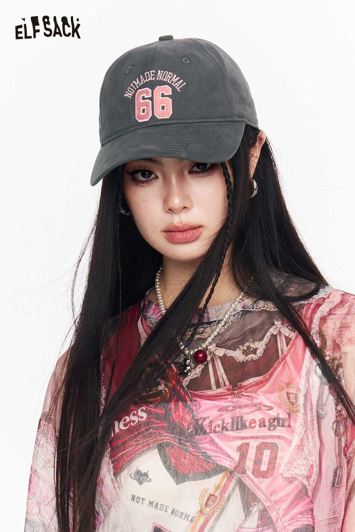 ELFSACK Women's Route 66 Embroidered Baseball Cap