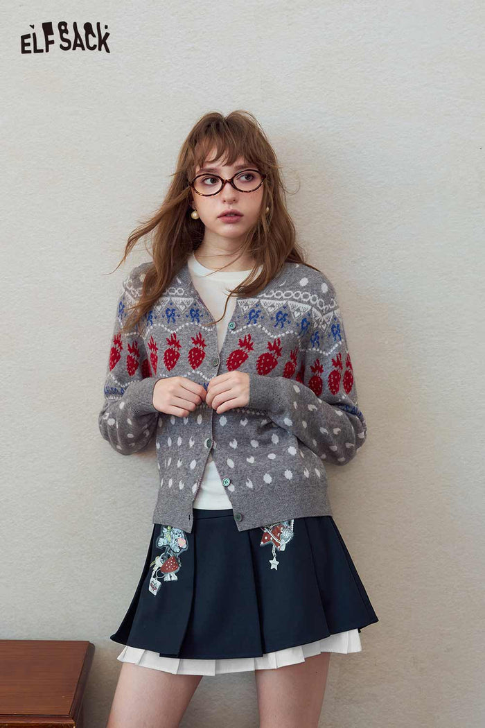 Y2K Pleated Mini Skirt with Cartoon Charms
