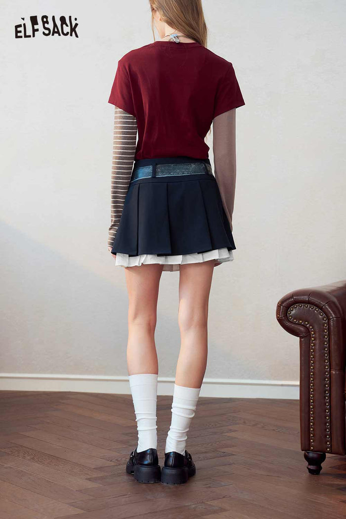 Y2K Pleated Mini Skirt with Cartoon Charms