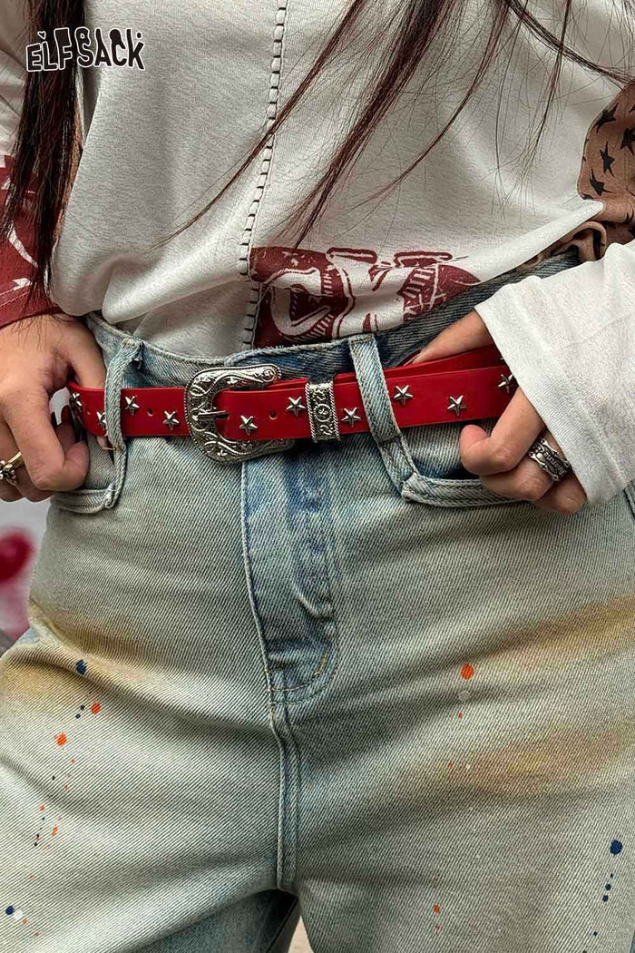 ELFSACK Y2K Star Belt Personality Versatile Fashion Waistband