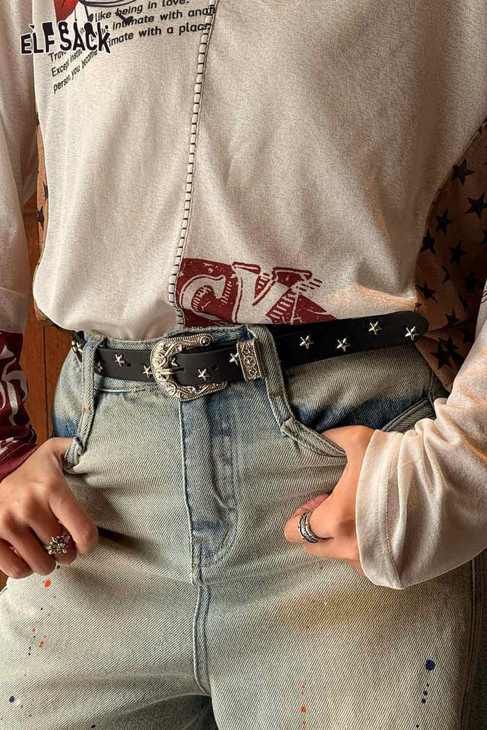 ELFSACK Y2K Star Belt Personality Versatile Fashion Waistband