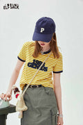 ELFSACK Yellow White Striped T Shirt