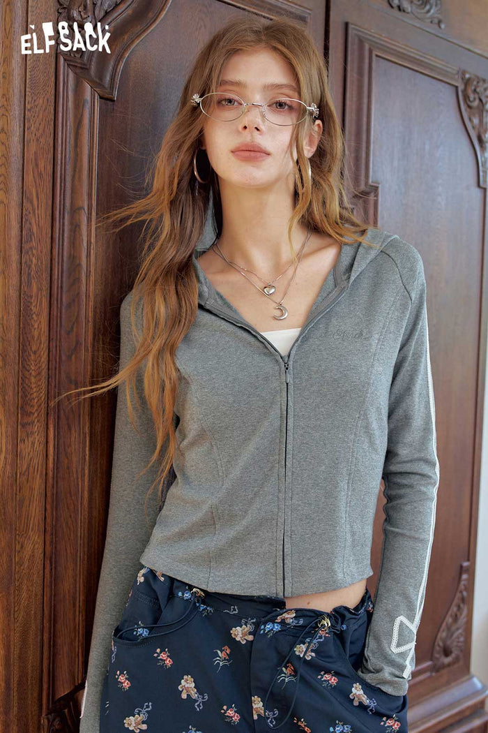 Zip Up Hooded Jacket Bow Stripe