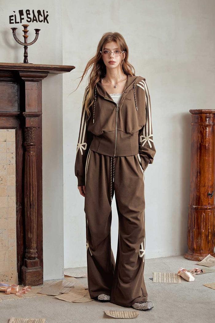 Zip Up Hoodie Wide Leg Pants Set