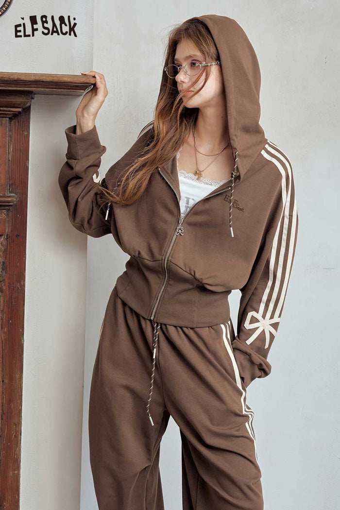 Zip Up Hoodie Wide Leg Pants Set